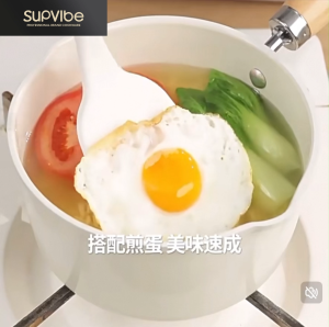SUPVIBE 16CM Non-stick Milk Pan Ceramic Wok With Lid Non-Stick Coating Without PFOA Suitable For Gas And Induction Cooktops
