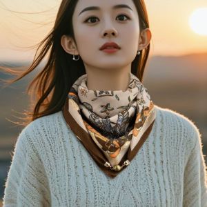 Luxury Design Magnetic Triangle Neck Protection Scarf For Women Cotton And Linen Scarf High-end Neck Scarf Spring Autumn Bandana
