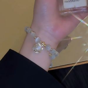 Nicedays🍒Gelang Batu Mata Kucing Gelang Desain Ceruk Wanita Gelang Manik-manik Temperamen Kelas Atas