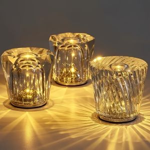 Crystal Diamond Night Light Restaurant Bar Table Light Atmosphere Light Bedroom Bedside Table Lamp Rechargeable Romantic Lamp