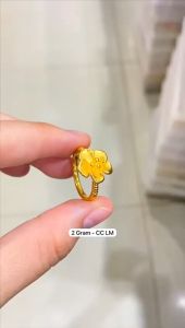 Cincin emas asli kadar 99 LM Murni fine gold kendari padat polos bunga 24k