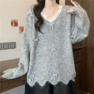2026 Fashion Style All-match Lethargic Lace V-neck Sweater