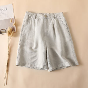 Linen Straight Leg Short Pants Womens Summer 2024 Fashionable Casual Thin High Waist Multi-purpose Breathable Hot Pants