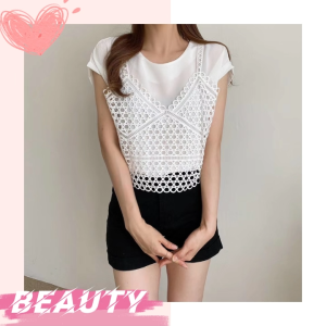 KDAShop ซื้อ1 เหมือนได้2 เสื้อแฟนชั้นดีเทลเสื้อกั๊กปักบายสุดสวยงาม มันตะมุตะมิมากก ผูกโบว์ได้ด้วยมันดีน้าาา