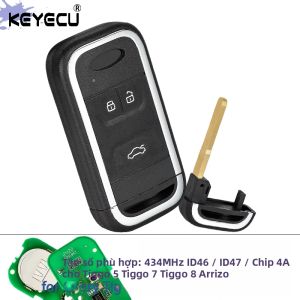Chìa Khóa Xe KEYECU Cho Chery Tiggo 5 7 8 Arrizo 433MHz ID46/ID47/4A Chip Điều Khiển Từ Xa Không Cần Chìa 3 Nút Chất Liệu ABS