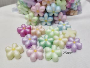 250grams(est.89pcs) Pastel Flower Beads 25mm Cute Daisy Charms Diy for Bracelet Necklace Keychain Jewelry Making crafts
