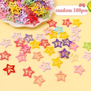 50/100 Pieces of Random Color Y2K Style Cute Five-Pointed Star Hair Clips Suitable for Daily Wear for Girls