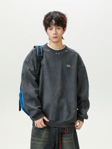 WUKONGYOUHUO | Áo Hoodie Velvet Da Dày Thoáng Mát Có Thêu Màu Sắc