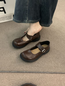 Nâu Socola Giày Đơn Mũi Tròn Màu Nâu Chun Gót Nữ Slip-On Hệ Thống Rừng Thời Trang Sành Điệu Với Váy Trang Phục Buổi Tối Mary Janes Mùa Xuân Mùa Thu