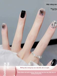 MONLEYTA | Nhựa giả móng tay ngắn màu trơn thời trang mùa thu đông phong cách mới 2025 Móng vuông mềm mại dễ sử dụng