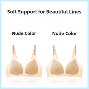 MiiOW | Comfortable Gathered Underwear Womens Thin New Summer Bra Small Chest Appears Large No Slip Prevents Sagging V-Neck Design