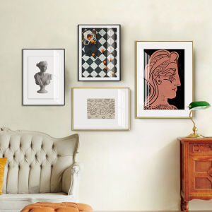 Nordic Modern Sculpture Combination Decorative Painting Simple Living Room Restaurant European Style Hanging Art Core Abstract Pattern