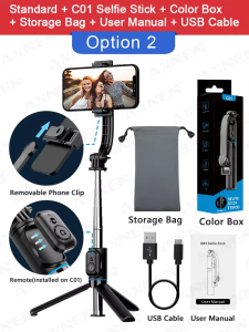 AXNEN | 7 Sections Selfie Stick Tripod Detachable Phone Stand Smartphone with Wireless Bluetooth Remote Shutter for iPhone Android