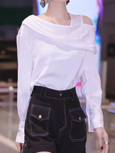 SUOXIMENG | Elegant White Shoulder-baring Pure Color Top For Women Trendy Fashionable Autumn New Arrival Versatile Sophisticated Large Size