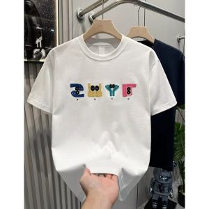 Áo Thun Nam Tay Ngắn Cổ Tròn Thêu Mùa Hè Thường Ngày Thời Trang Hợp Thời Trang Cotton Trẻ Trung Thường Ngày Chống Bong Bóng