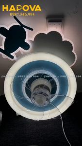 Quạt trần ốp tròn HAPOVA trang trí nhà cửa 1376 động cơ 6 số + Tặng kèm điều khiển từ xa