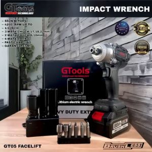 BOR IMPACT WRENCH 550NM GT05+ GTOOLS TECHNOLOGY PEMBUKA BAUT RODA MOTOR MOBIL CVT
