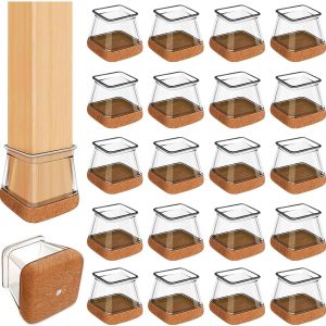24 Chiếc Vuông Đồ Chân Bảo Vệ Trong Suốt Bàn Ghế Mũ Với Đáy Cảm Thấy Sàn Không Trầy Xước Miếng Lót Cho Chân