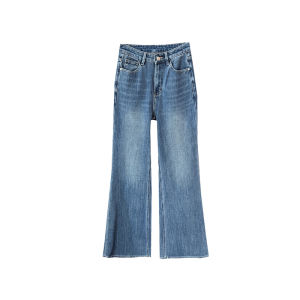 High Waist Bell Bottom Jeans Womens Loose Drapey Wide Leg Pants Visual Lengthening Effect Retro Style Commute Fashion