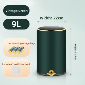 Luxury Large Capacity Stainless Steel Trash Can for Kitchen Bathroom Bedroom Living Room with Lid Creative Home Cleaning Tool