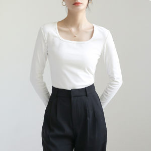 MOCHU | 2026 New Deep Grey Slimming V-Neck Inner Top T-Shirt
