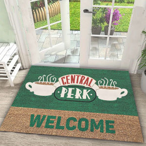 Thảm Chào Mừng Friends Central Perk Thiết Kế Hình Cốc Cà Phê Chống Trơn Trượt Dùng Cho Phòng Khách Trang Trí Nhà Cửa Phong Cách Hiện Đại Chất Liệu Polyester.