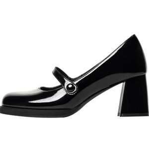 Miaolu French Style High Heels Retro Mary Janes Womens 2024 New Buckle Thick Heel Open-Toe Single Shoes Fashionable Casual