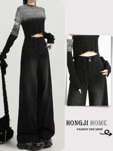 High Waist Fleece Lined Wide Leg Jeans Womens Loose Slim Straight Cotton Denim Pants Autumn Winter New Style Casual Trousers