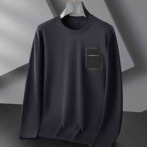 plus Size Mens Long Sleeve T-Shirt Loose Fit round Neck Sweatshirt Fashionable Urban Basic Style Suitable for All Seasons