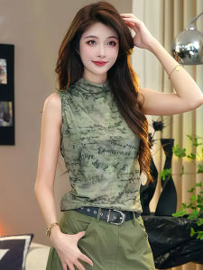 Áo Thun Cổ Đứng Thoáng Khí Nhẹ Thoải Mái Cho Nữ Thiết Kế Lưới Chữ Mới Cao Cấp Thanh Lịch Thời Trang Mùa Hè Thường Ngày