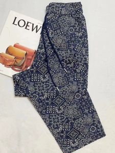 Summer New Floral Print Loose Casual Pants Womens High Waist Wide Leg Pants Versatile Slimming Lightweight Blue Korean Style