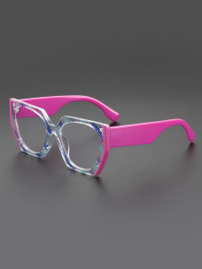 Womens thick-brimmed square color print fashion frame Office computer TV glasses Street style trend