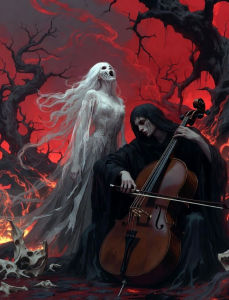 BILIBILI | Gothic Ghost Cello Player Mosaic Full Round/Square DIY Diamond Painting Wall Decor for Living Room Gift Unframed