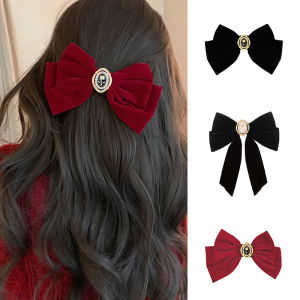 A.one Velvet Hair Clip Retro French Advanced Sense Letter Bangs Broken Hair Claw Clip Female