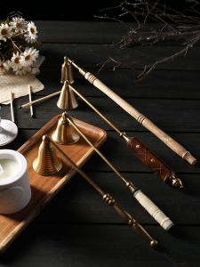 Retro European Bronze Handheld Candle Holder Aromatic Candle Alcohol Lamp Snuffer Bell Decorative Ornaments Home Decor