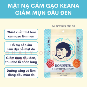 Mặt nạ cám gạo Keana Rice Mask giảm mụn và se khít lỗ chân lông 10 miếng Nhật