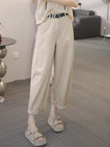 Shalldoer | Quần Jeans Denim Màu Trơn Cạp Cao Thời Trang Cho Nữ Quần Ống Thẳng Mùa Hè Thiết Kế Mới Quần Denim 8 Phút Quần Thường Ngày