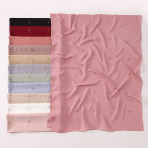 Jifang ผ้าคลุมไหล่ผ้าไหมเทียมเรียบ Pashmina ยาวห่อผ้าพันหัว Rhinestons ปั๊มทองฮิญาบมุสลิมผ้าคลุมไหล่ WC84