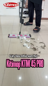 Cây lau nhà tự vắt KITIMOP KTM-45 PRO bàn nhôm 45cm cán inox 140cm kèm 3 bông san hô