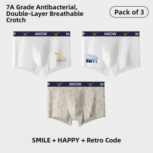 MiiOW | Teenage Boy Cotton Underwear Loose Boxer Shorts Antibacterial Cartoon Print Comfortable Mid Waist For Growing Kids And Teens
