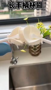 Soft Bristle Cup Cleaner Extended Handle Bottle Brush Long Silicone Set Water Cup Wine Glasses Lembut Berus Botol Cawan