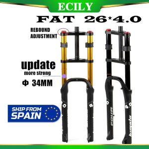 ECILY Double Shoulder Fat Fork Rebound Adjustment Fat Bicycle 26" 4.0" Air Fork MTB Moutain Bike 26inch 135mm Magnesium Alloy