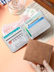 Short Wallet Men Cards Holder Premium Slim Business Bifold Wallet PU Leather Wallet Fashion Money Bag Plain Clutch with Multiple Slots Card Driver License Holder Gift for Boyfriend Fathers Day Gift