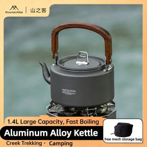 Mountainhiker | Aluminum Alloy New Camping Tea Kettle ConstructionWooden HandlePortable Outdoor Kettle for Camping HikingDurable Cookware
