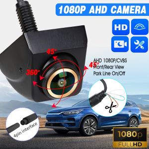 1080P HD Backup/Front/Side View Camera with Golden Rim Parking Guide LinesAdjustable FisheyeMetal Housingfor Car SUVRVVan