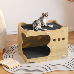 F&G umah kucing Sarang kucing kayu sederhana Dapat ditumpangkan Pad perasaan lembut