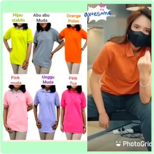 BISA COD - Kaos Kerah FO Polos Wanita Lengan Pendek