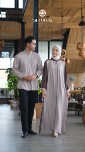 Setulus Signature Sehati Family Set Lebaran Keluarga Couple Gamis Muslim One Set Koko Kemeja Pria Cowok Kurta Dress Pasangan Suami Istri Ayah Ibu Bravia Jaguard Mix Linen Motif Kotak Etnik Batik Kombinasi CRINKLE