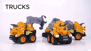 Dinosaur Transform Robot Friction Powered Cars Trucks for Kids by WISHLAND