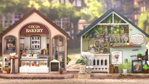Plants Studio Leisurely Bakery Cottage with Light / Anti-dust Cover DIY Miniature Doll